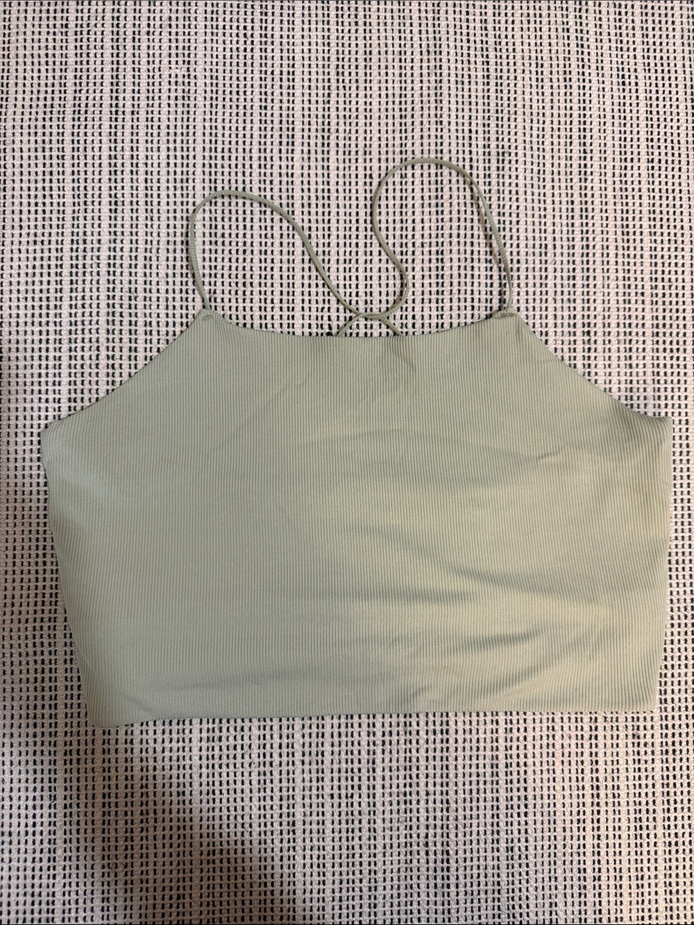 Nike Light Sage Ribbed Spaghetti-Strap Crop Top sportbra